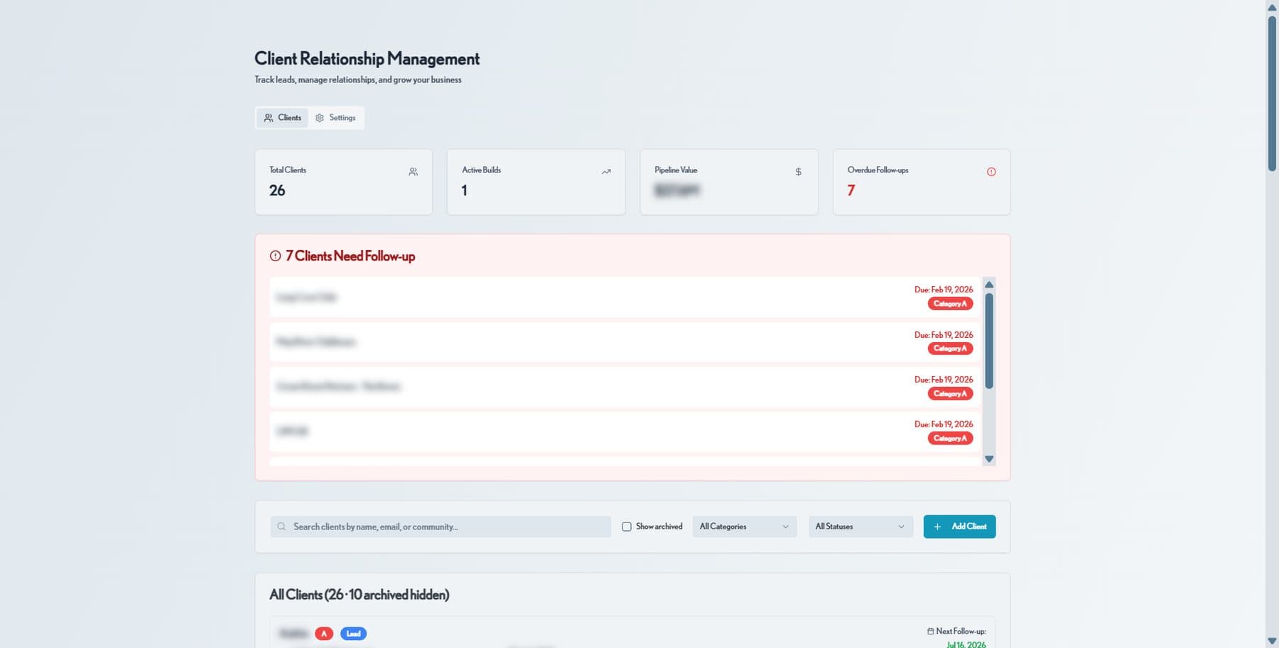 CRM dashboard